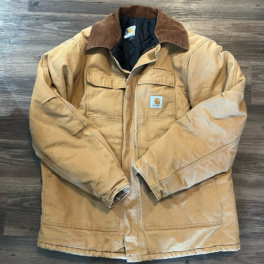 VTG Carhartt Jacket Men’s Large Brown Quilted Lined Chore Workwear Canvas USA